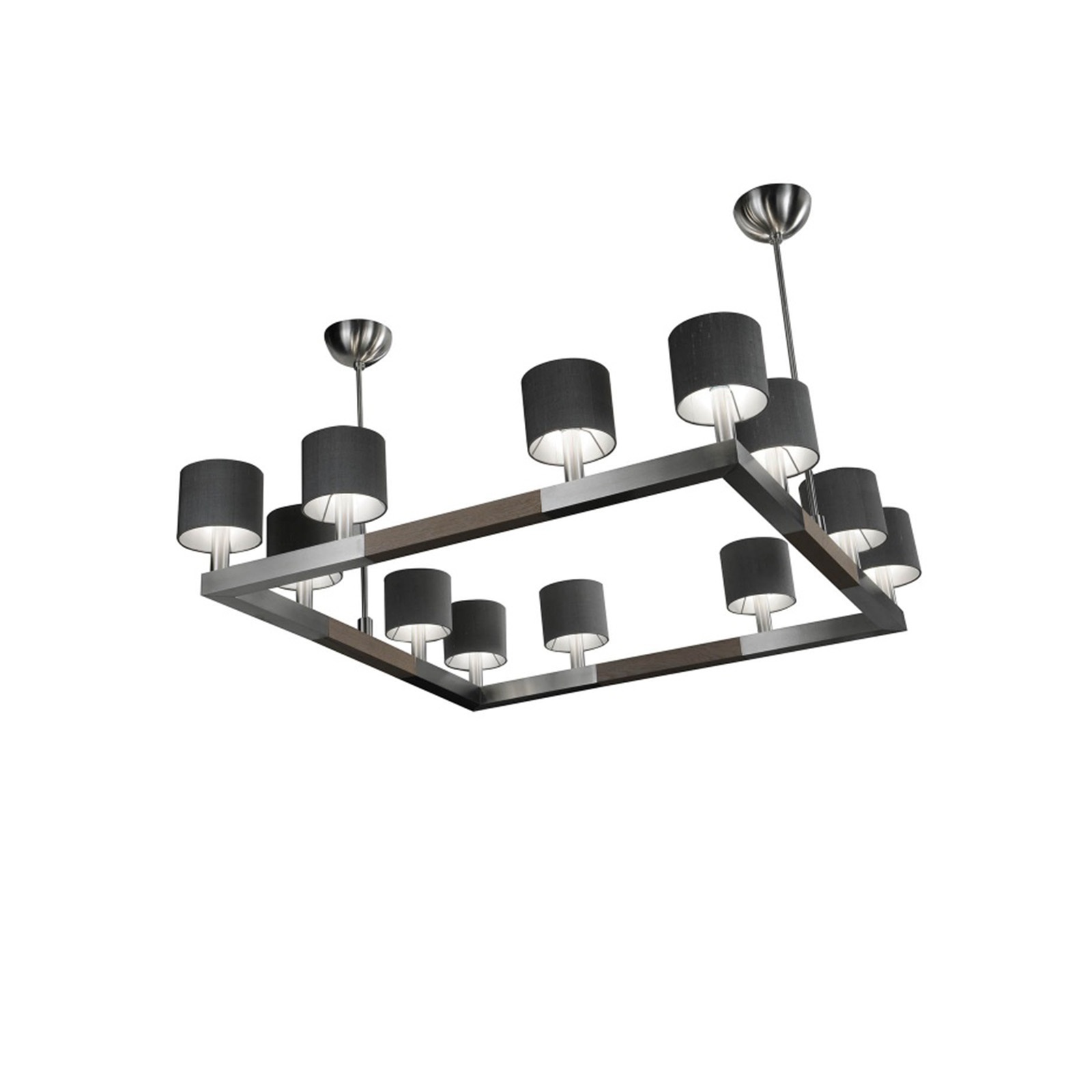 Pirouette Chandelier Square - Aluminum/ Wenge or French White Oak