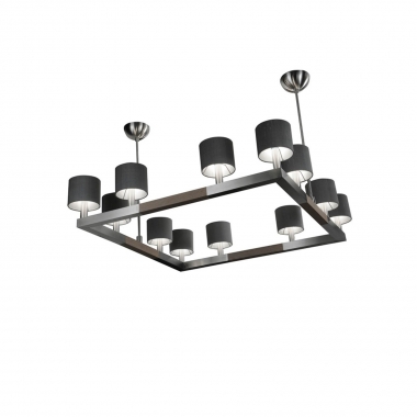 Pirouette Chandelier Square - Aluminum/ Wenge or French White Oak