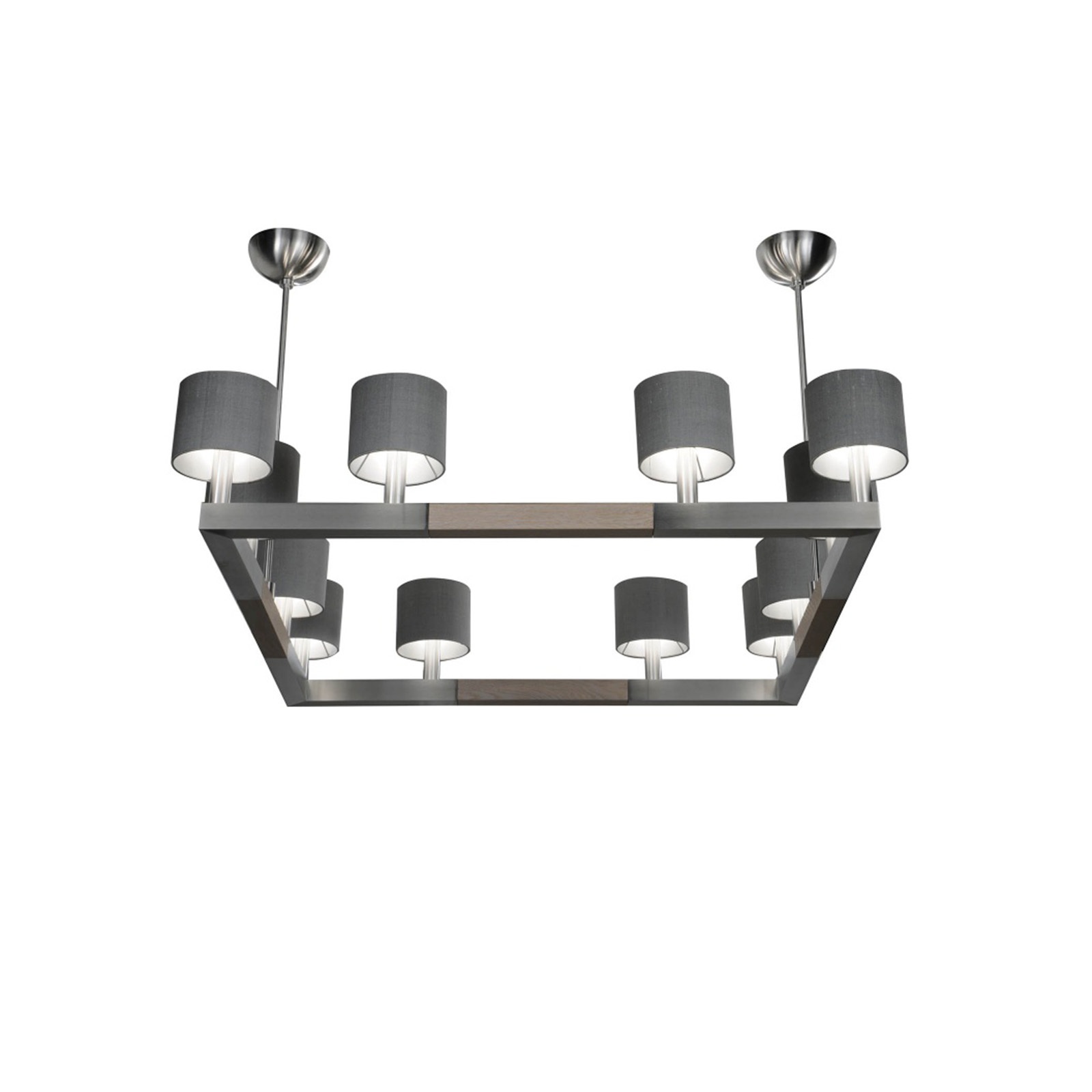 Pirouette Chandelier Square - Aluminum/ Wenge or French White Oak