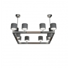 Pirouette Chandelier Square - Aluminum/ Wenge or French White Oak